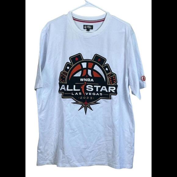 Unisex FISLL White 2023 WNBA All-Star Game Applique T-Shirt Large EUC - Picture 1 of 4